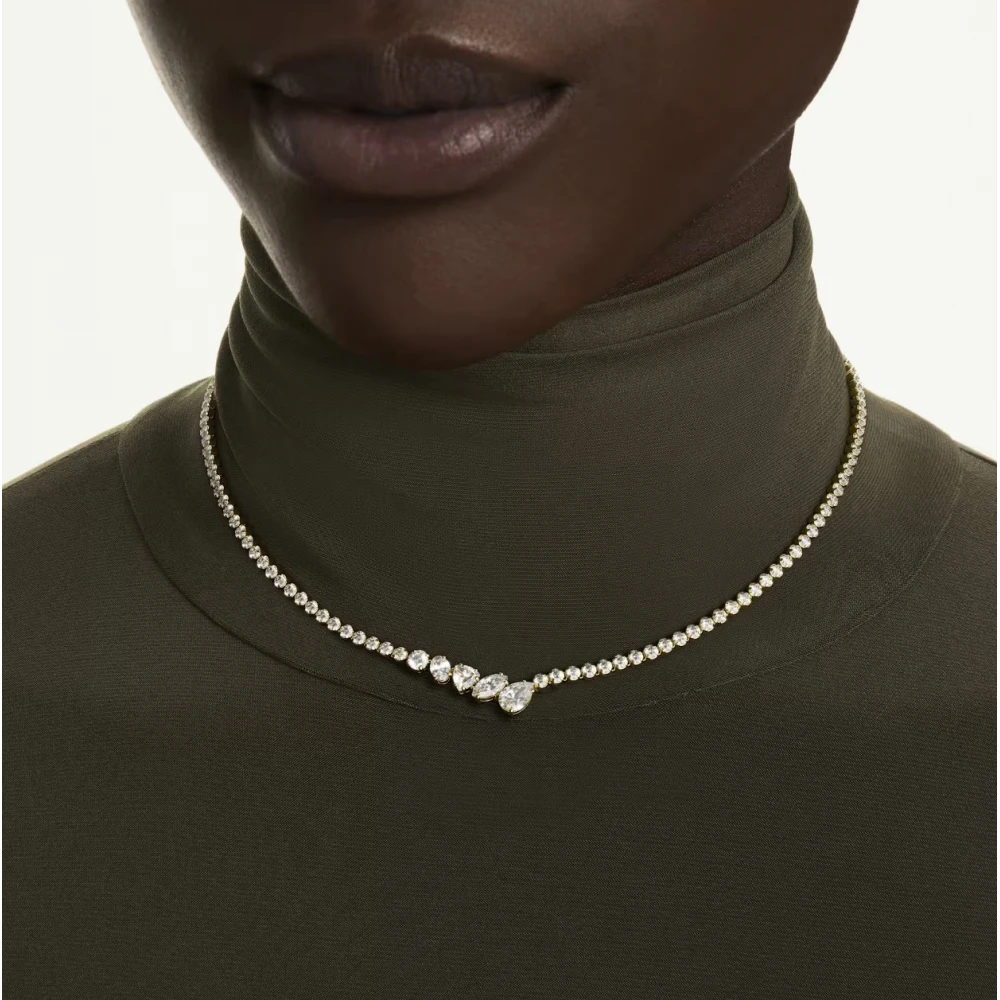 SWAROVSKI Κολιέ Mesmera, Μίξη Κοπών,  Λευκό, Επιμετάλλωση με χρυσό 18K 5747931