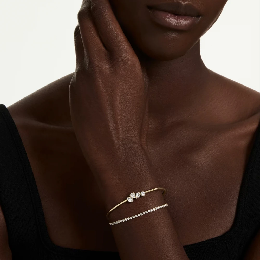 SWAROVSKI Mesmera Βραχιόλι, Επιμετάλλωση σε χρυσό 18Κ, Μικτή κοπή, Λευκό 5747953