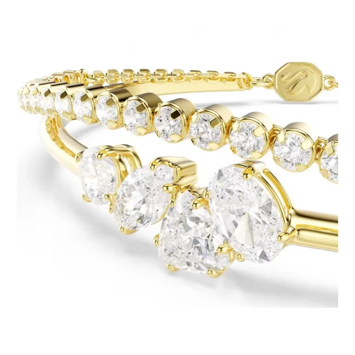 SWAROVSKI Mesmera Βραχιόλι, Επιμετάλλωση σε χρυσό 18Κ, Μικτή κοπή, Λευκό 5747953