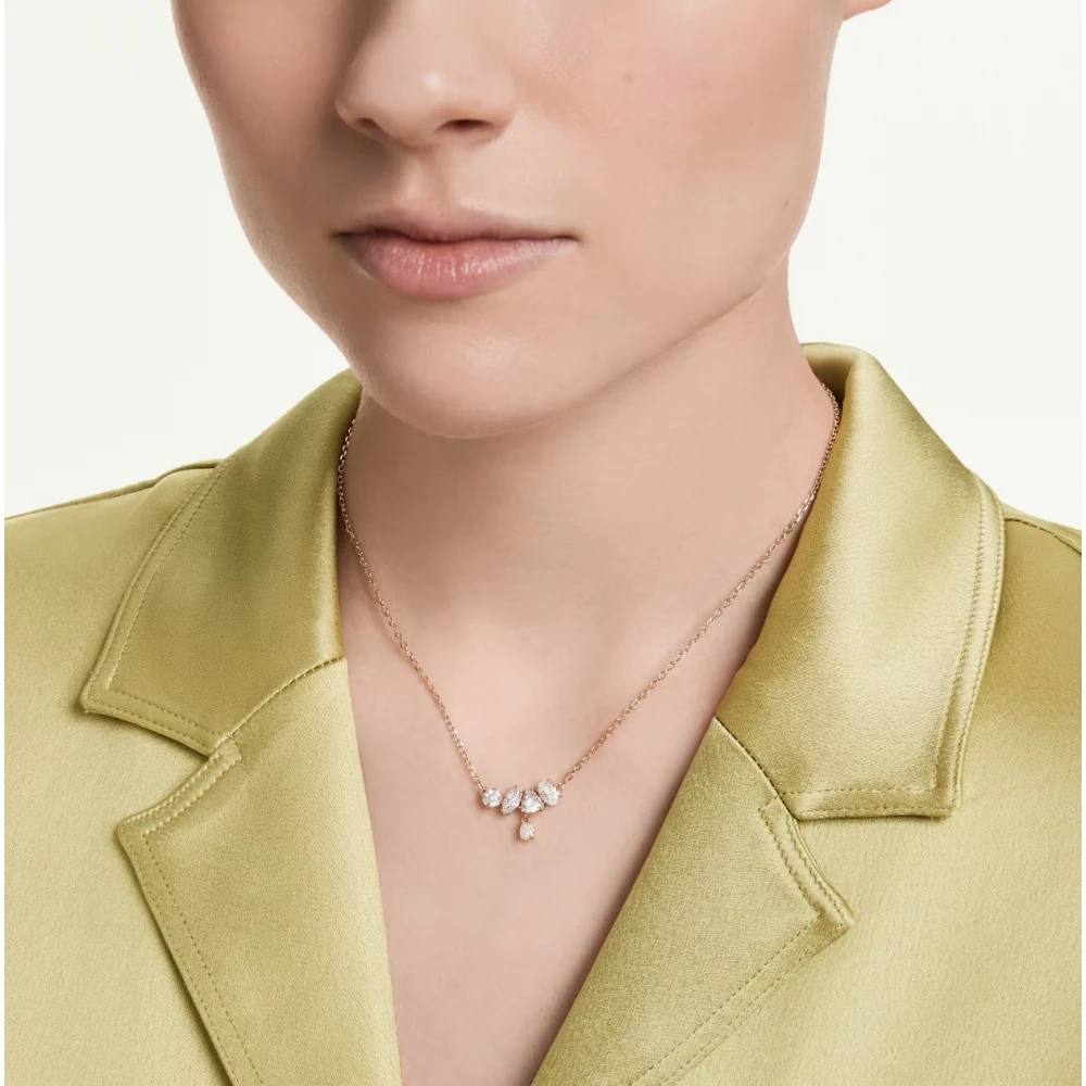 SWAROVSKI Κολιέ Mesmera Λευκό, Μίξη κοπών, Επιμετάλλωση σε ροζ χρυσό 18Κ 5747996