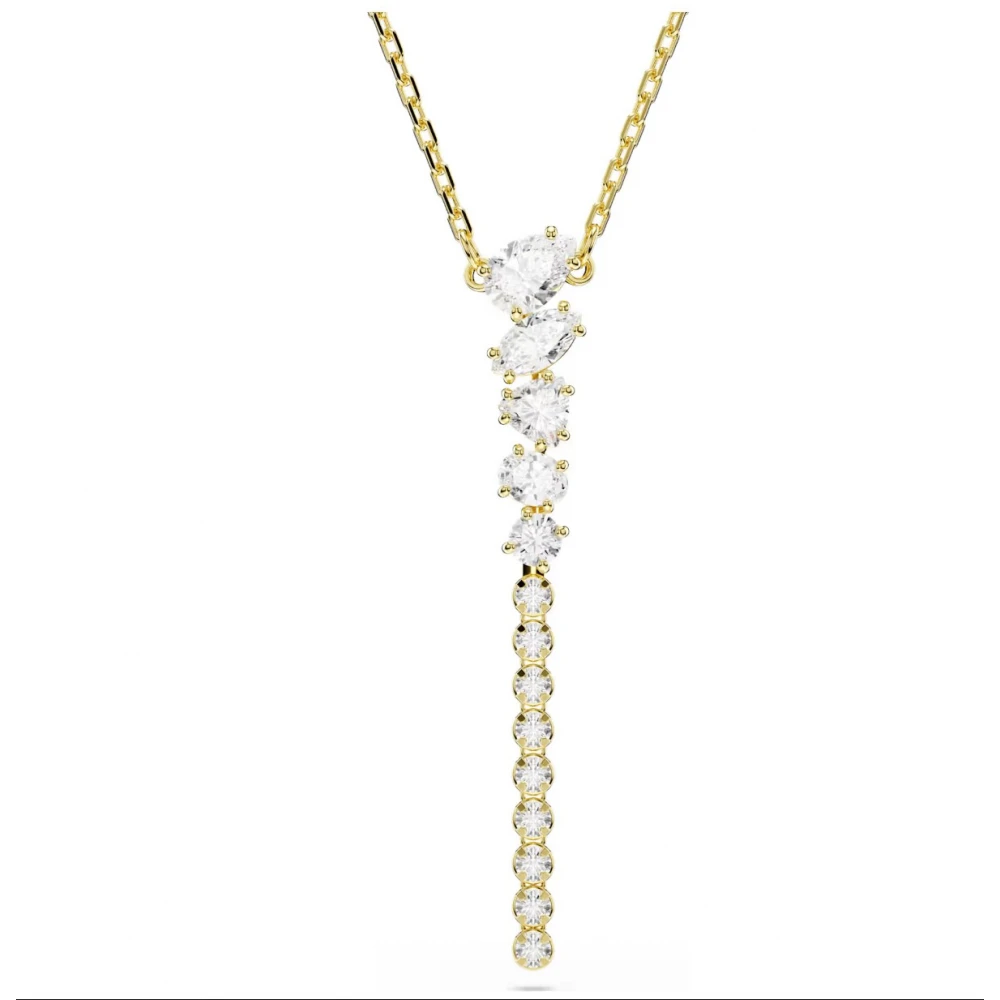 SWAROVSKI Κολιέ Mesmera, Σχήμα Υ, Μίξη Κοπών, Λευκό, Επιμετάλλωση με χρυσό 18K 5747997