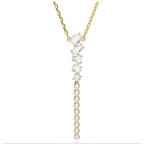 SWAROVSKI Κολιέ Mesmera, Σχήμα Υ, Μίξη Κοπών, Λευκό, Επιμετάλλωση με χρυσό 18K 5747997