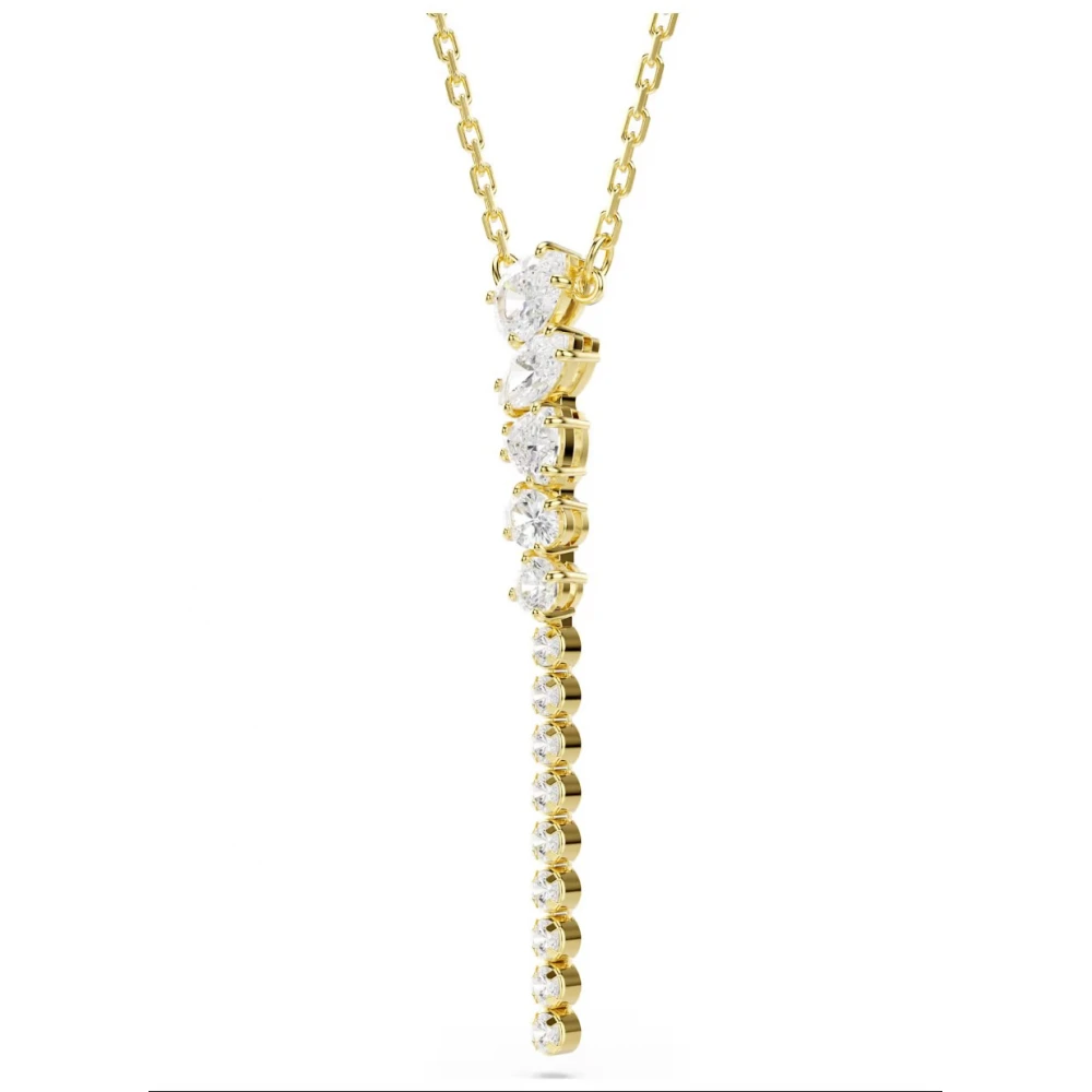 SWAROVSKI Κολιέ Mesmera, Σχήμα Υ, Μίξη Κοπών, Λευκό, Επιμετάλλωση με χρυσό 18K 5747997