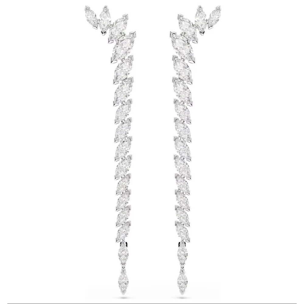 SWAROVSKI Σκουλαρίκια Mesmera Κοπή Marquise, Λευκά, Επιμετάλλωση ροδίου 5748006