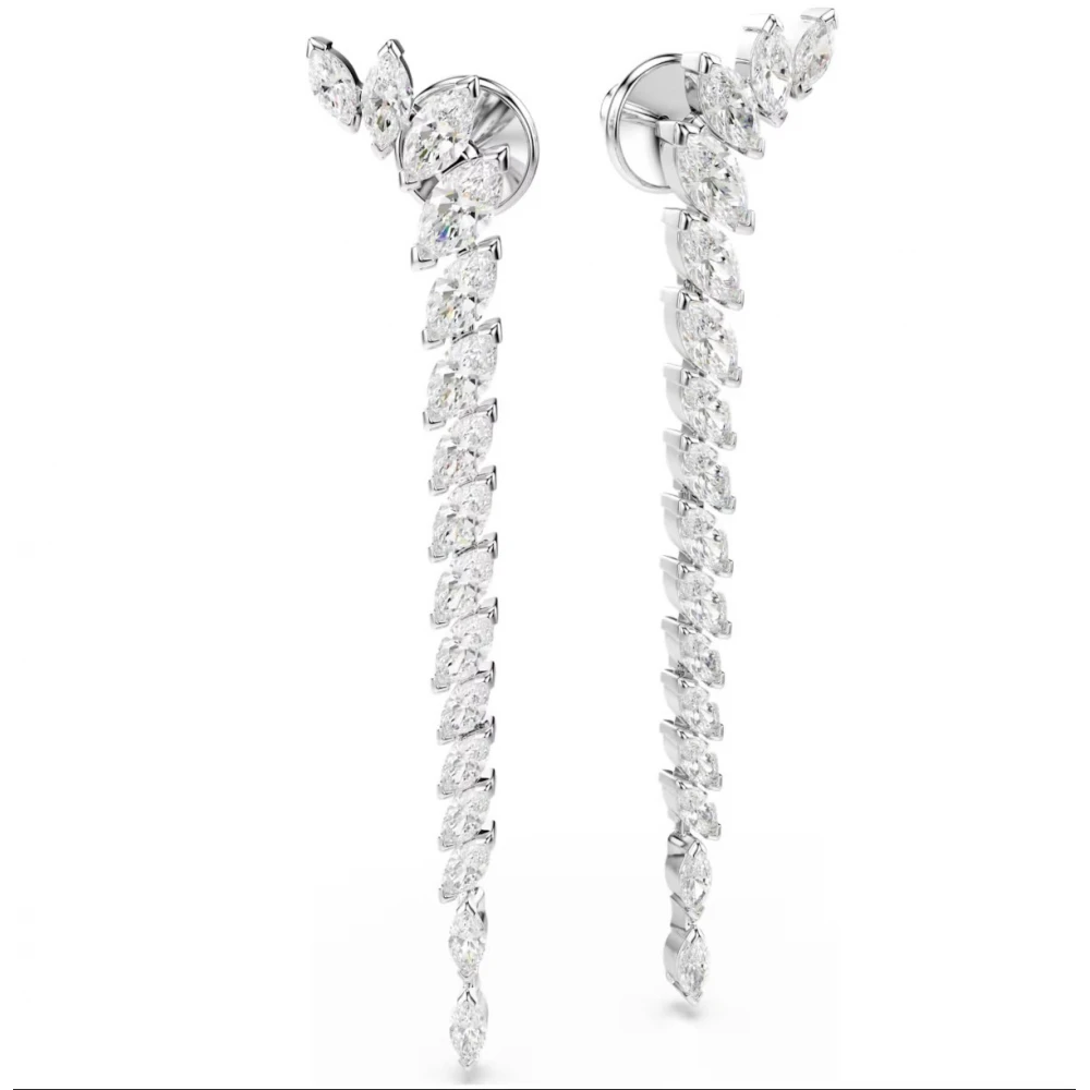 SWAROVSKI Σκουλαρίκια Mesmera Κοπή Marquise, Λευκά, Επιμετάλλωση ροδίου 5748006