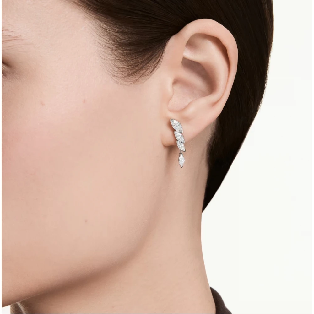 SWAROVSKI Σκουλαρίκια Mesmera Κοπή Marquise, Λευκά, Επιμετάλλωση ροδίου 5748007