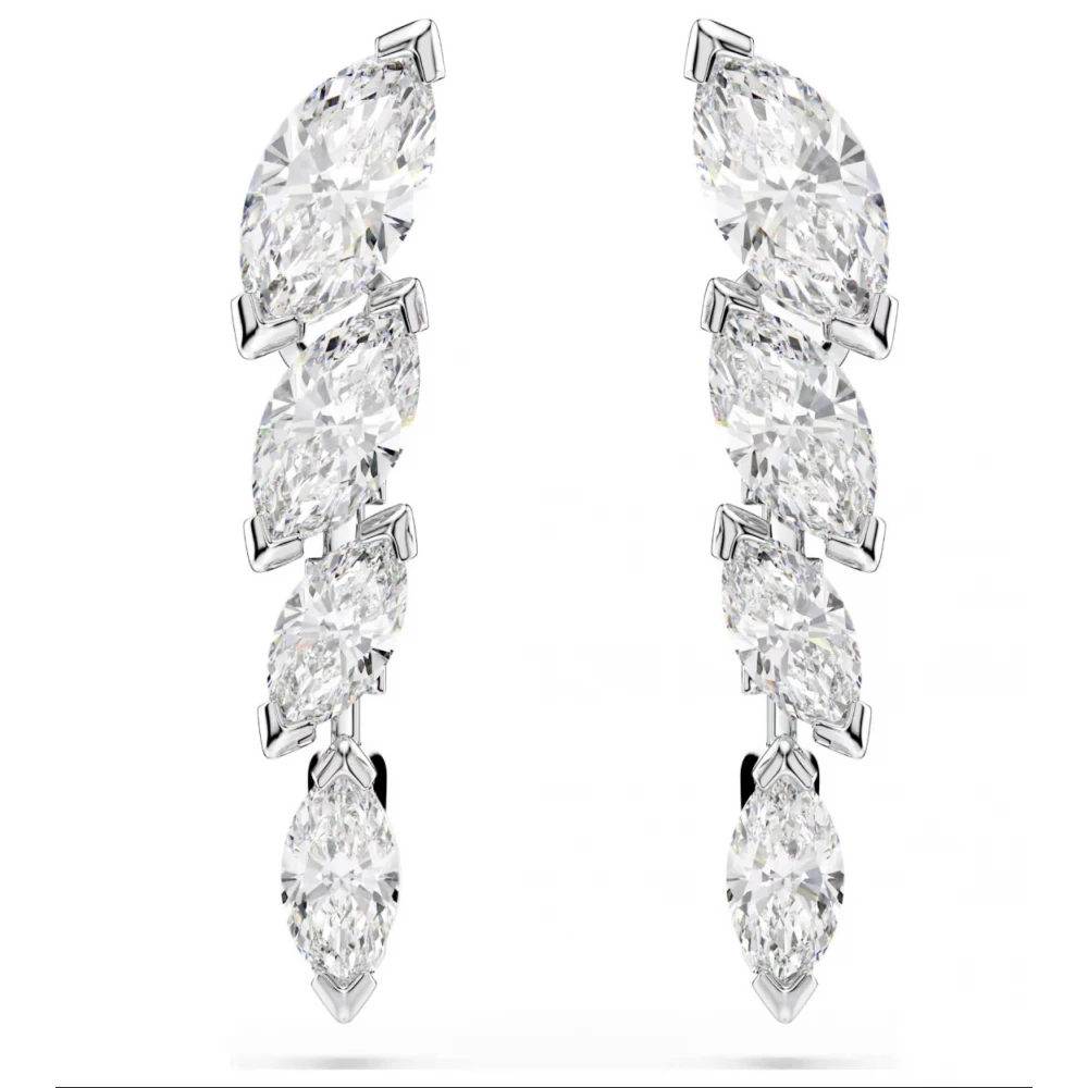 SWAROVSKI Σκουλαρίκια Mesmera Κοπή Marquise, Λευκά, Επιμετάλλωση ροδίου 5748007