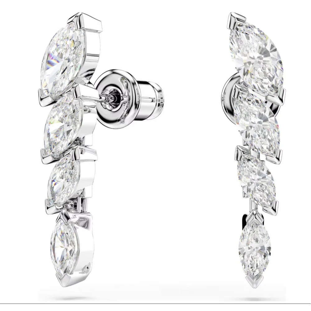 SWAROVSKI Σκουλαρίκια Mesmera Κοπή Marquise, Λευκά, Επιμετάλλωση ροδίου 5748007