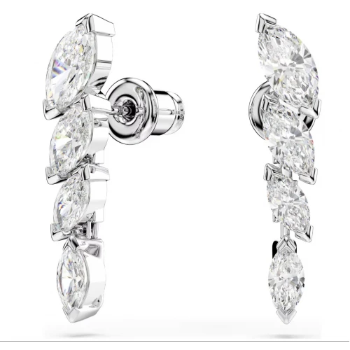 SWAROVSKI Σκουλαρίκια Mesmera Κοπή Marquise, Λευκά, Επιμετάλλωση ροδίου 5748007