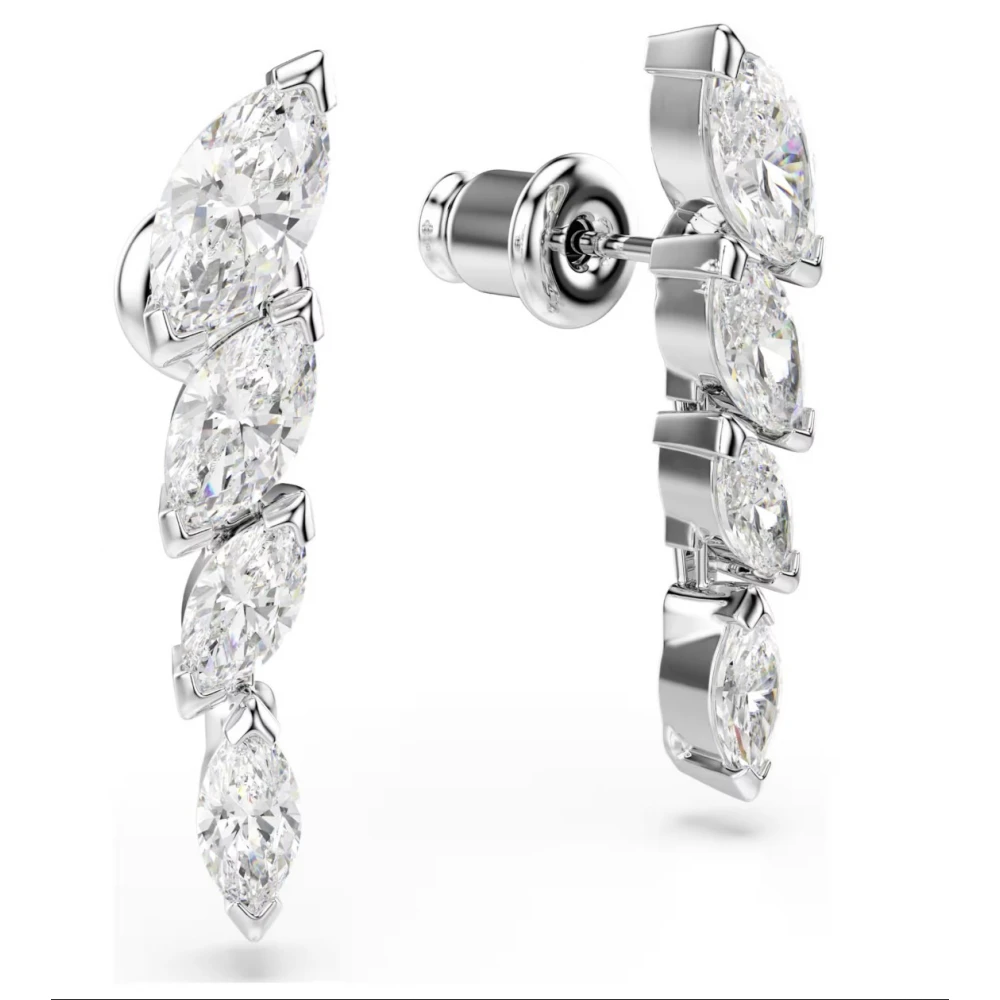 SWAROVSKI Σκουλαρίκια Mesmera Κοπή Marquise, Λευκά, Επιμετάλλωση ροδίου 5748007