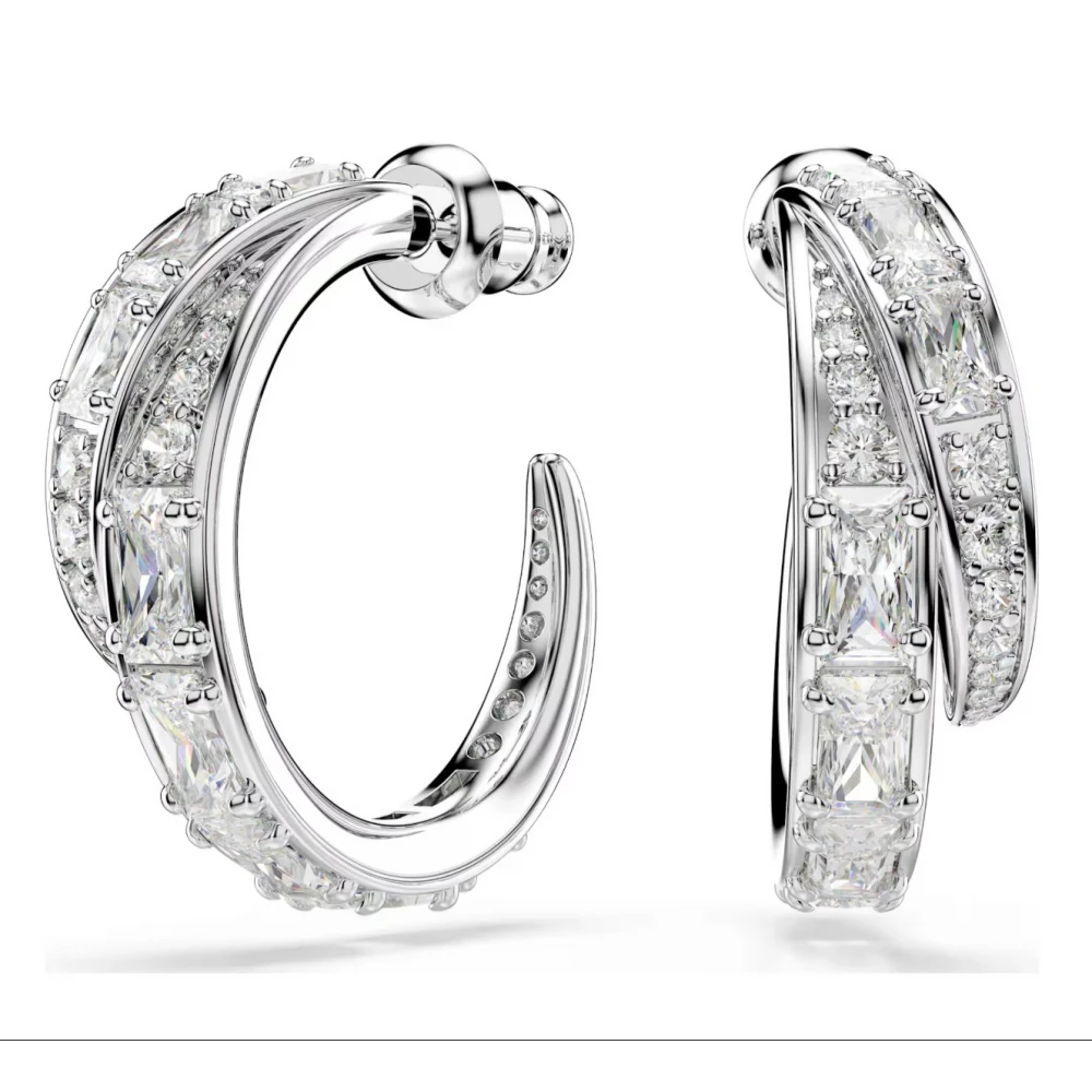 SWAROVSKI Κρίκοι Vienna Μείξη κοπών, Λευκά, Επιμετάλλωση ροδίου 5749069
