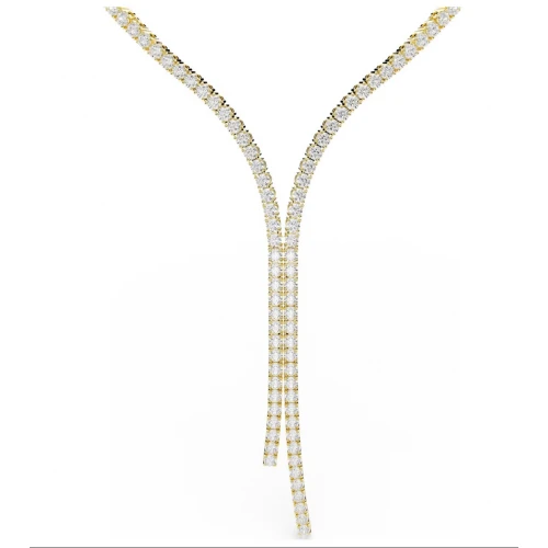 SWAROVSKI Κολιέ Matrix, Σχήμα Υ, Στρογγυλή Κοπή, Λευκό, Επιμετάλλωση με χρυσό 18K 5750601