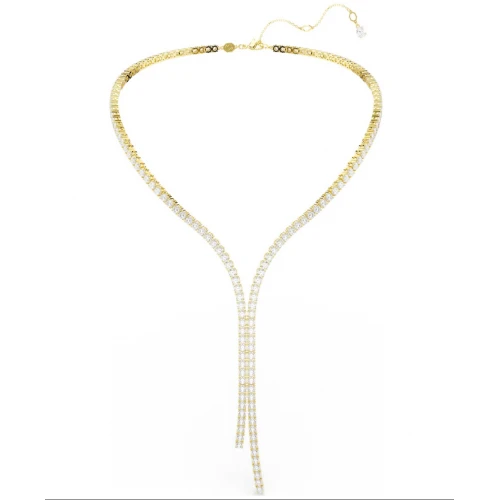 SWAROVSKI Κολιέ Matrix, Σχήμα Υ, Στρογγυλή Κοπή, Λευκό, Επιμετάλλωση με χρυσό 18K 5750601