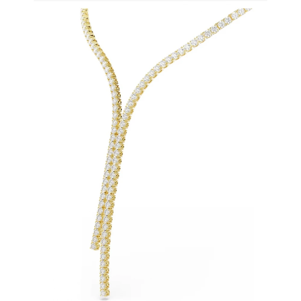 SWAROVSKI Κολιέ Matrix, Σχήμα Υ, Στρογγυλή Κοπή, Λευκό, Επιμετάλλωση με χρυσό 18K 5750601