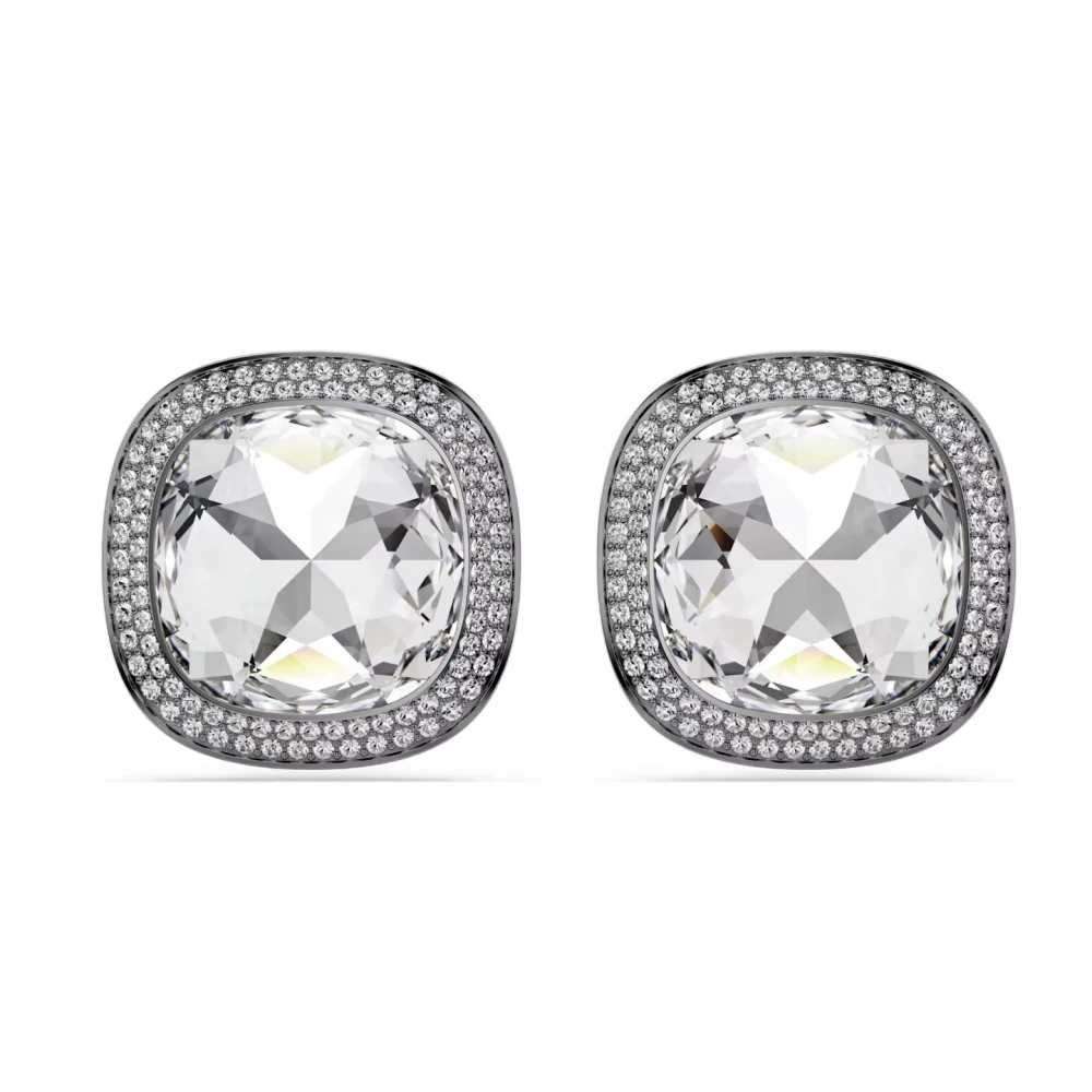 SWAROVSKI Σκουλαρίκια Una Angelic με Κλιπ, Cushion κοπή, Λευκά, Επιμετάλλωση Ρουθηνίου, 5751325