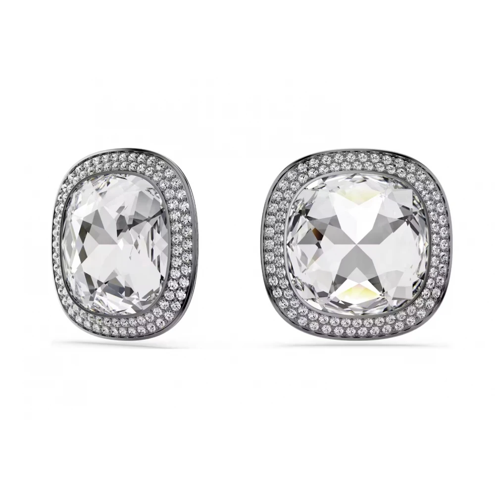SWAROVSKI Σκουλαρίκια Una Angelic με Κλιπ, Cushion κοπή, Λευκά, Επιμετάλλωση Ρουθηνίου, 5751325