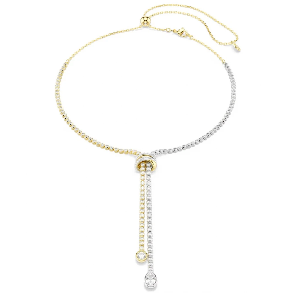 SWAROVSKI Κολιέ Hyperbola, Σχήμα Υ, Στρογγυλή Κοπή, Λευκό, Κόμπος, Φινίρισμα από διάφορα Μέταλλα 5752854