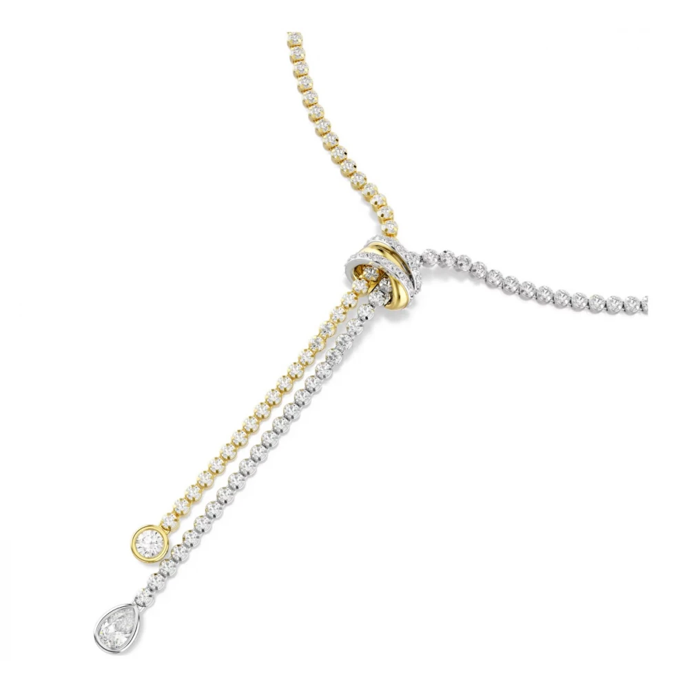 SWAROVSKI Κολιέ Hyperbola, Σχήμα Υ, Στρογγυλή Κοπή, Λευκό, Κόμπος, Φινίρισμα από διάφορα Μέταλλα 5752854