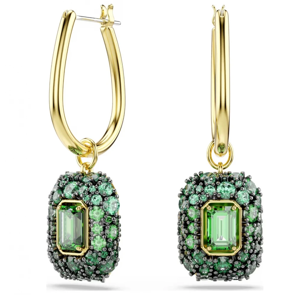 SWAROVSKI Sublima Σκουλαρίκια-σταγόνα Οκτάγωνη Κοπή, Πράσινο, Επιμετάλλωση σε Χρυσό 18Κ 5752890