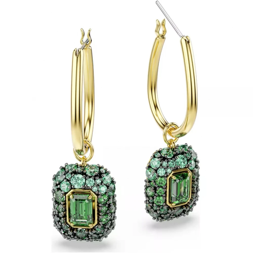 SWAROVSKI Sublima Σκουλαρίκια-σταγόνα Οκτάγωνη Κοπή, Πράσινο, Επιμετάλλωση σε Χρυσό 18Κ 5752890