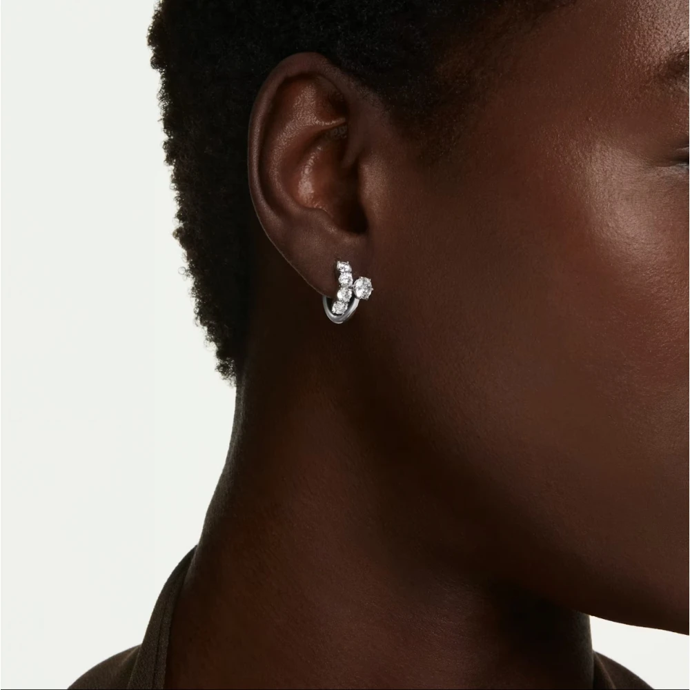 SWAROVSKI Σκουλαρίκια Κρίκοι Matrix, Στρογγυλή Κοπή, Λευκοί, Επιροδιωμένοι 5753572
