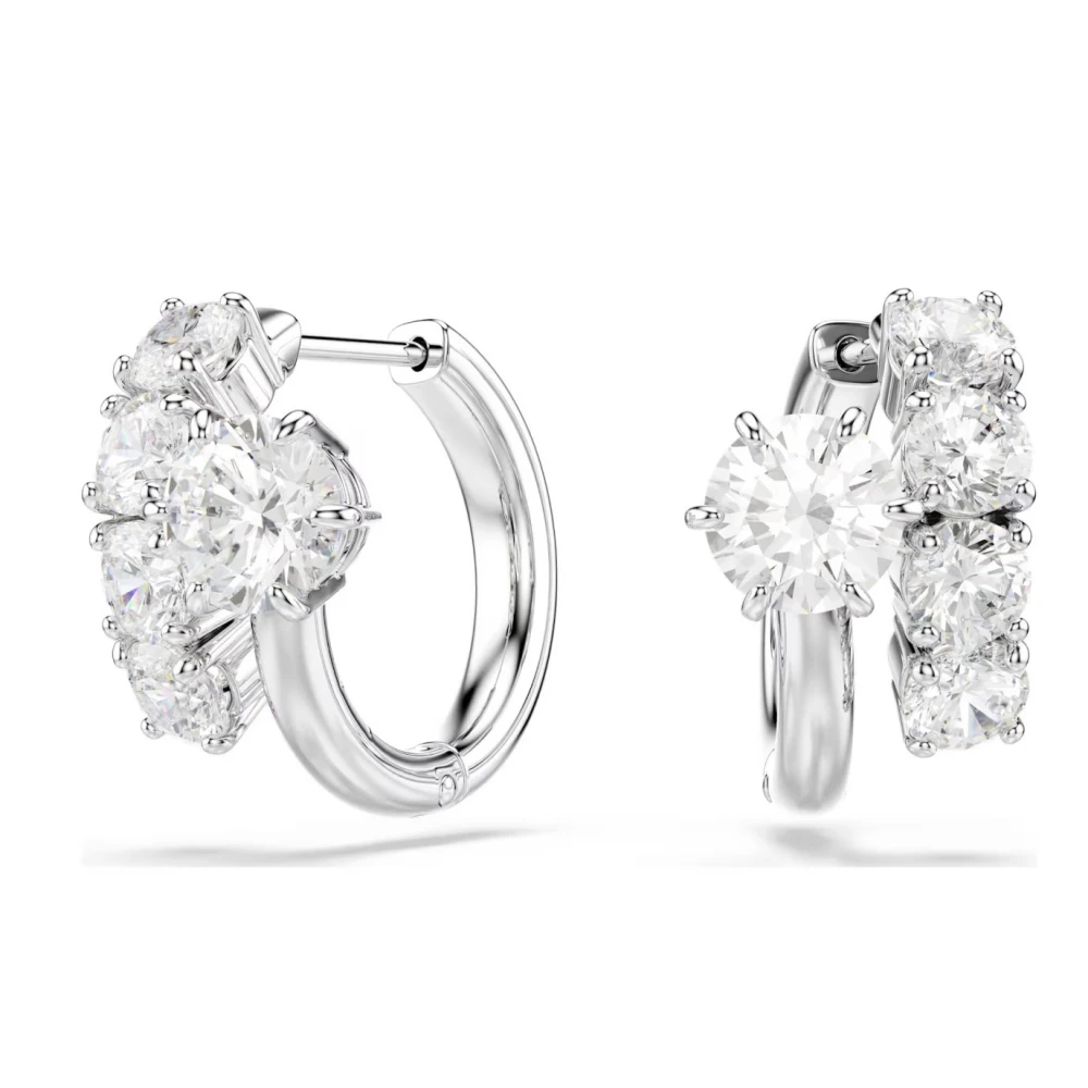 SWAROVSKI Σκουλαρίκια Κρίκοι Matrix, Στρογγυλή Κοπή, Λευκοί, Επιροδιωμένοι 5753572