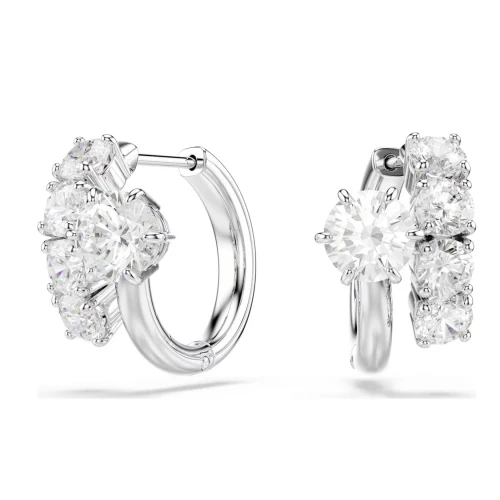 SWAROVSKI Σκουλαρίκια Κρίκοι Matrix, Στρογγυλή Κοπή, Λευκοί, Επιροδιωμένοι 5753572