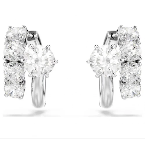 SWAROVSKI Σκουλαρίκια Κρίκοι Matrix, Στρογγυλή Κοπή, Λευκοί, Επιροδιωμένοι 5753572