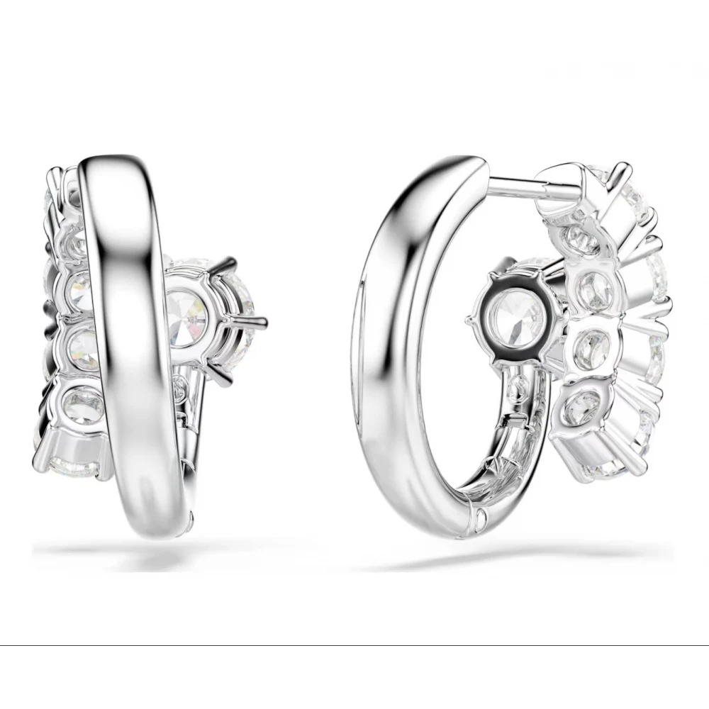 SWAROVSKI Σκουλαρίκια Κρίκοι Matrix, Στρογγυλή Κοπή, Λευκοί, Επιροδιωμένοι 5753572