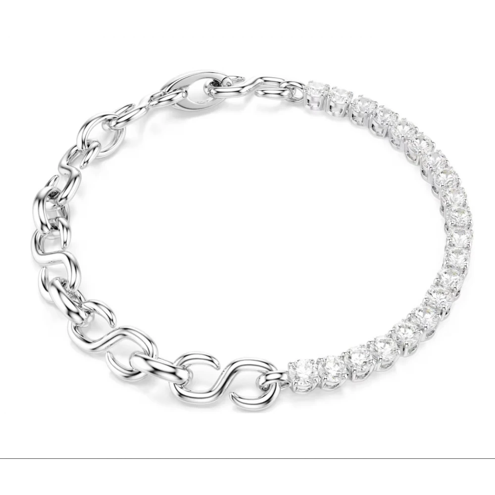 SWAROVSKI Matrix Βραχιόλι Στρογγυλή κοπή, Λευκό, Επιροδιωμένο 5753926