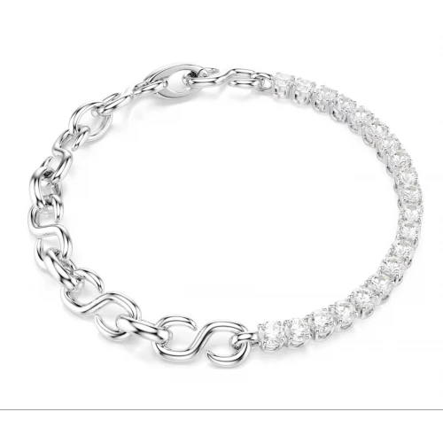 SWAROVSKI Matrix Βραχιόλι Στρογγυλή κοπή, Λευκό, Επιροδιωμένο 5753926