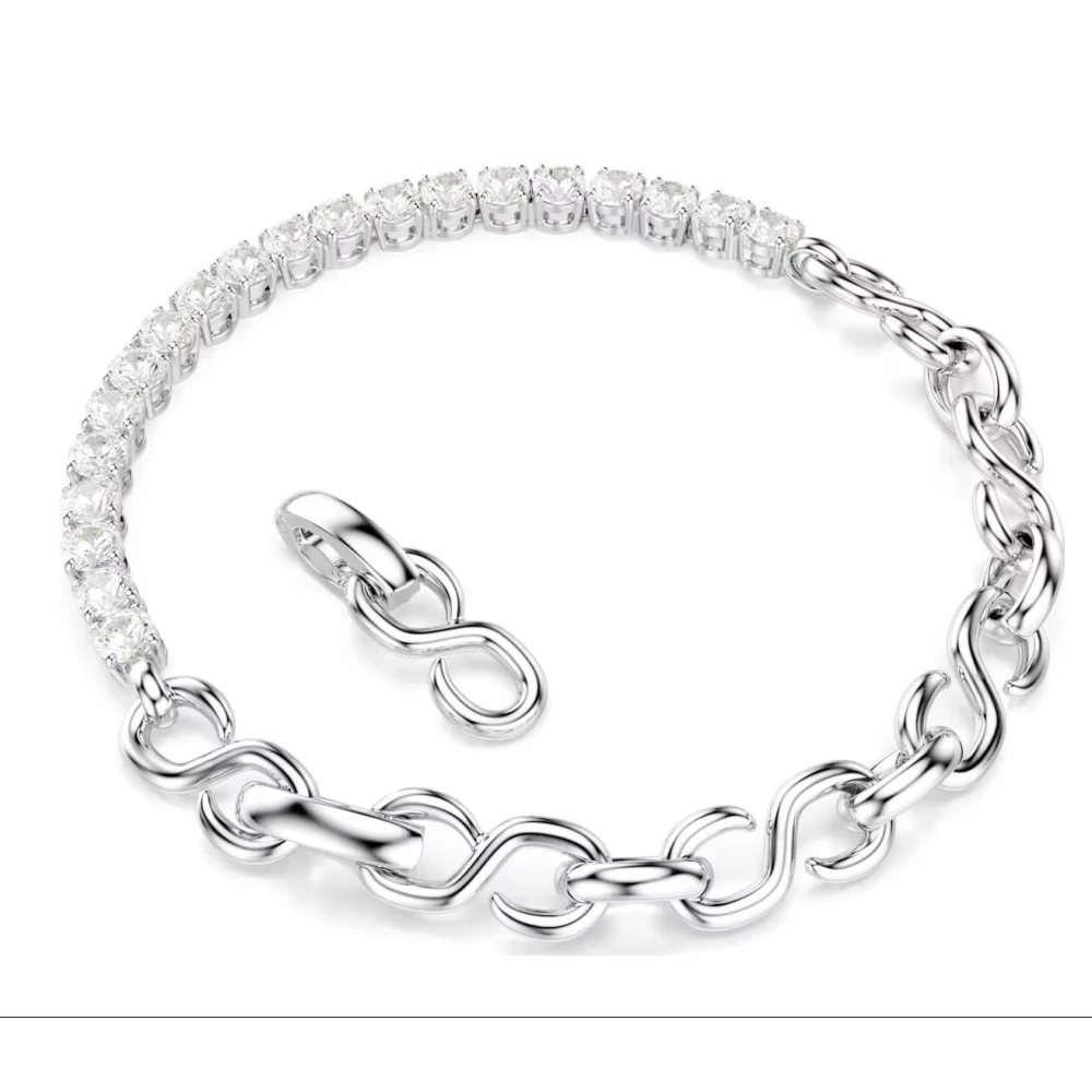 SWAROVSKI Matrix Βραχιόλι Στρογγυλή κοπή, Λευκό, Επιροδιωμένο 5753926
