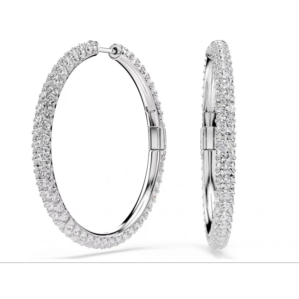 SWAROVSKI Dextera Κρίκοι, Στρογγυλή Κοπή, Λευκοί, Επιροδιωμένα 5754156