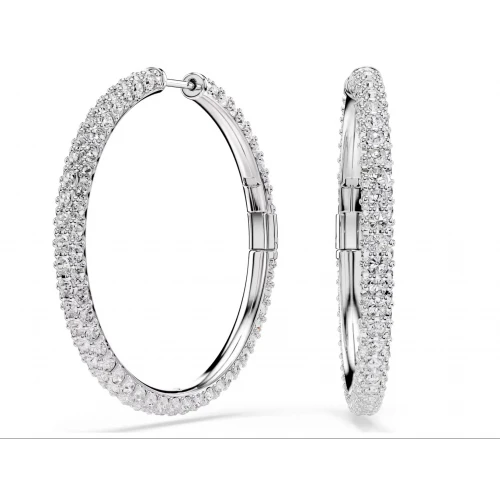 SWAROVSKI Dextera Κρίκοι, Στρογγυλή Κοπή, Λευκοί, Επιροδιωμένα 5754156