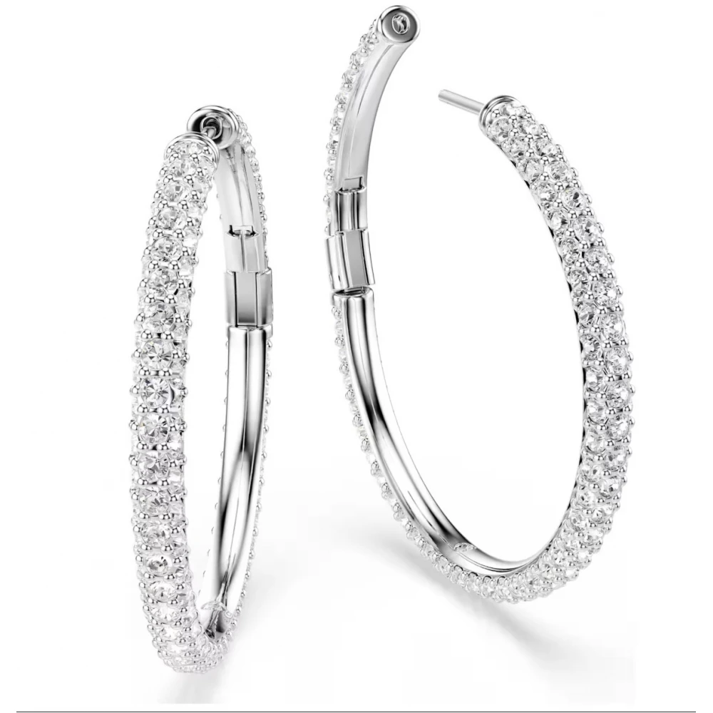 SWAROVSKI Dextera Κρίκοι, Στρογγυλή Κοπή, Λευκοί, Επιροδιωμένα 5754156