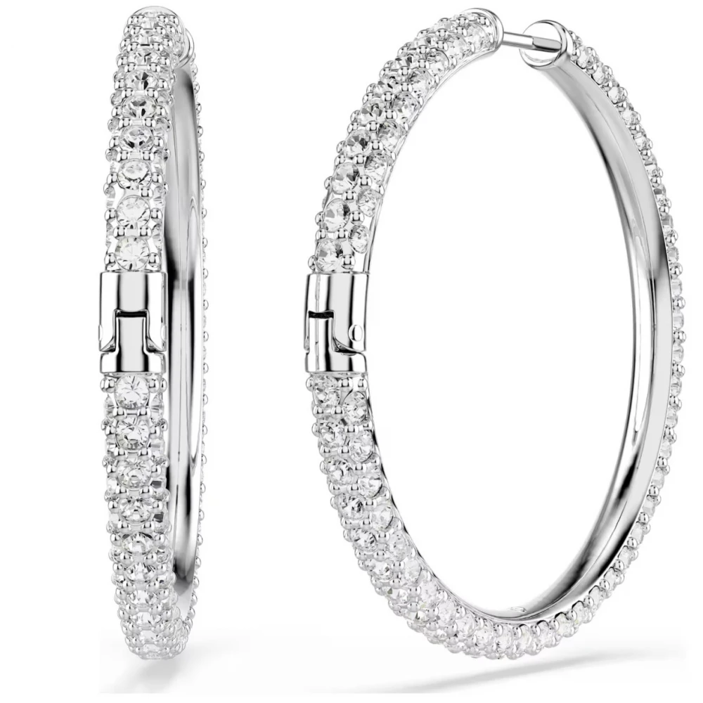 SWAROVSKI Dextera Κρίκοι, Στρογγυλή Κοπή, Λευκοί, Επιροδιωμένα 5754156