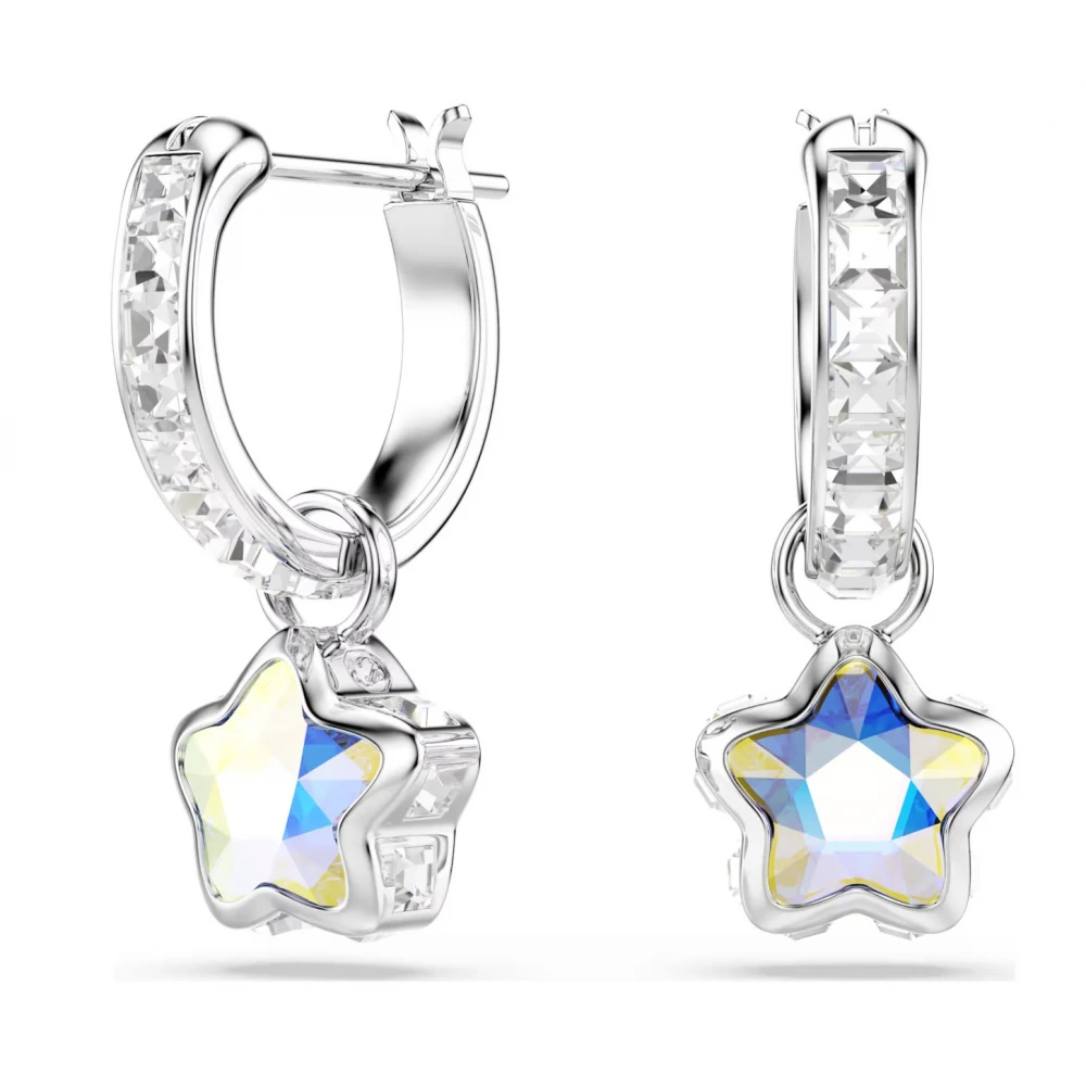 SWAROVSKI Σκουλαρίκια-σταγόνα Chroma Μίξη κοπών, Λευκά, "Αστέρι" Επιμετάλλωση ροδίου 5754172