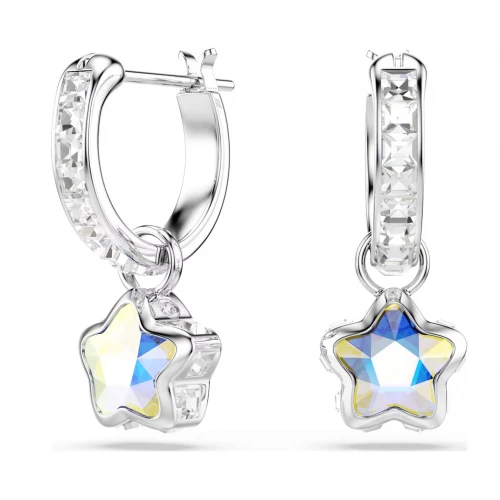 SWAROVSKI Σκουλαρίκια-σταγόνα Chroma Μίξη κοπών, Λευκά, "Αστέρι" Επιμετάλλωση ροδίου 5754172