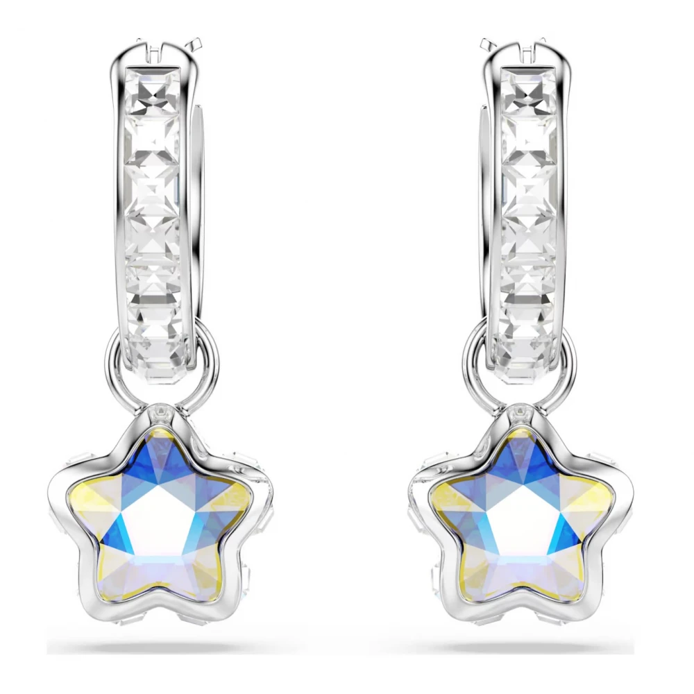 SWAROVSKI Σκουλαρίκια-σταγόνα Chroma Μίξη κοπών, Λευκά, "Αστέρι" Επιμετάλλωση ροδίου 5754172