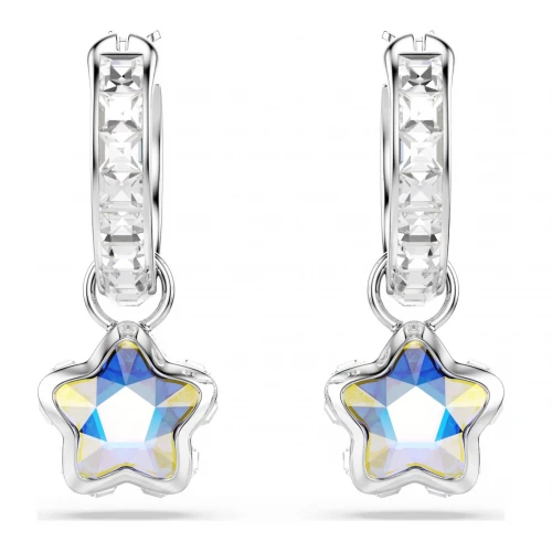 SWAROVSKI Σκουλαρίκια-σταγόνα Chroma Μίξη κοπών, Λευκά, "Αστέρι" Επιμετάλλωση ροδίου 5754172
