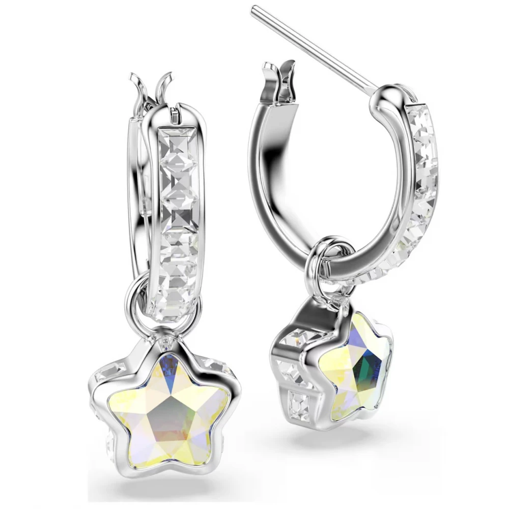 SWAROVSKI Σκουλαρίκια-σταγόνα Chroma Μίξη κοπών, Λευκά, "Αστέρι" Επιμετάλλωση ροδίου 5754172