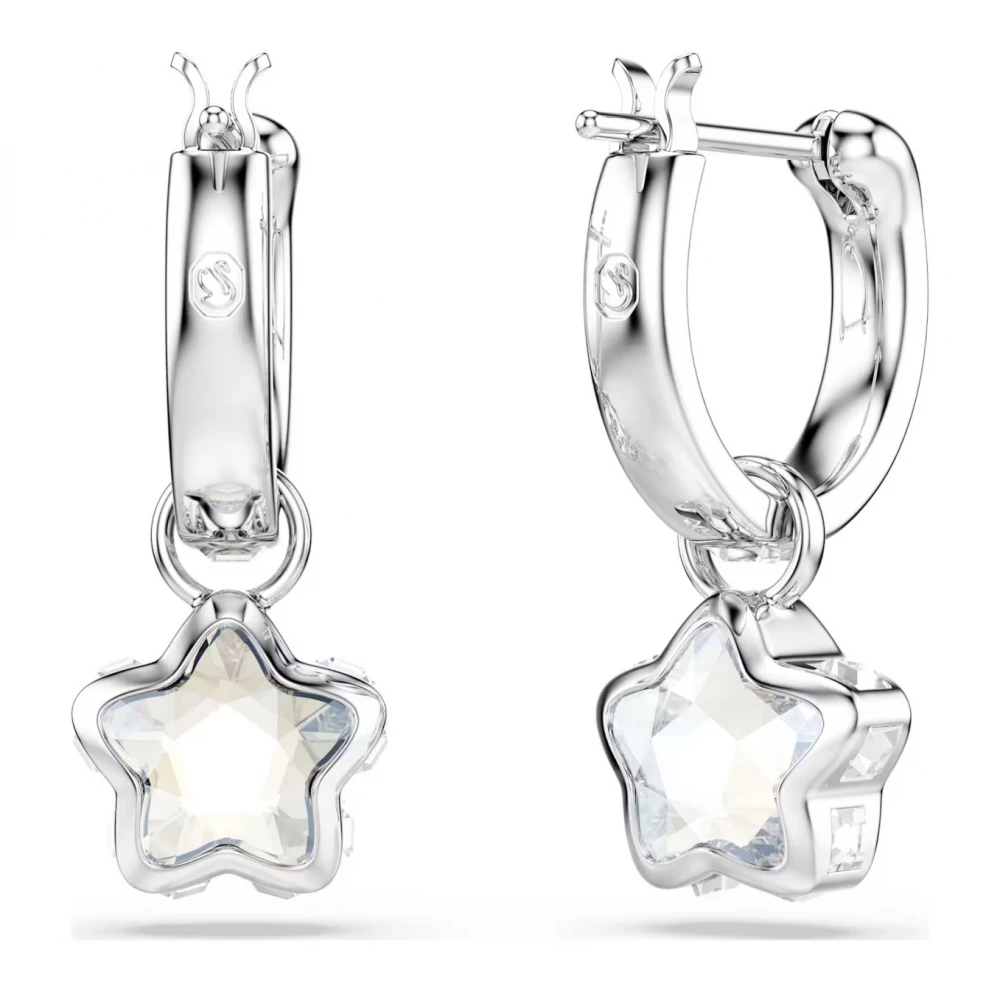 SWAROVSKI Σκουλαρίκια-σταγόνα Chroma Μίξη κοπών, Λευκά, "Αστέρι" Επιμετάλλωση ροδίου 5754172