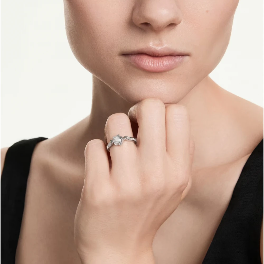 SWAROVSKI Δαχτυλίδι Chroma Μίξη κοπών, Αστέρι, Λευκό, Επιμετάλλωση ροδίου 5754173