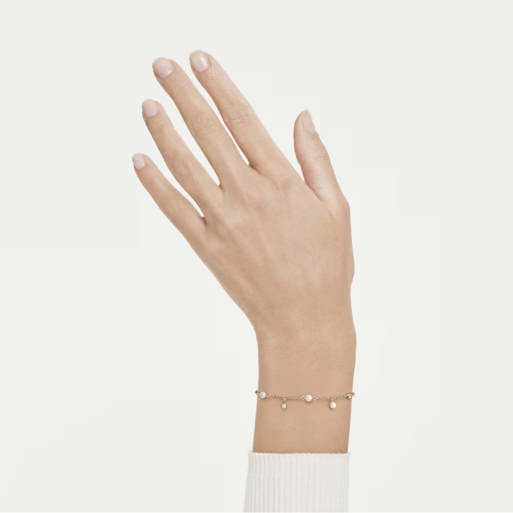 SWAROVSKI Βραχιόλι Imber, Crystal Pearl, Στρογγυλή κοπή, Λευκό, Επιμετάλλωση σε Ροζ-Χρυσό 18Κ 5754243