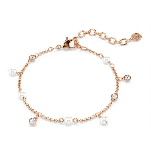 SWAROVSKI Βραχιόλι Imber, Crystal Pearl, Στρογγυλή κοπή, Λευκό, Επιμετάλλωση σε Ροζ-Χρυσό 18Κ 5754243