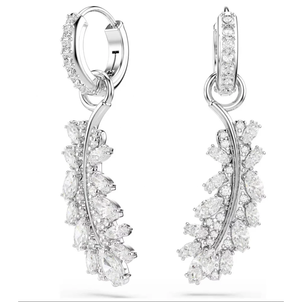 SWAROVSKI Σκουλαρίκια Vienna Μείξη κοπών, Φτερά, Λευκά, Επιμετάλλωση ροδίου 5754272