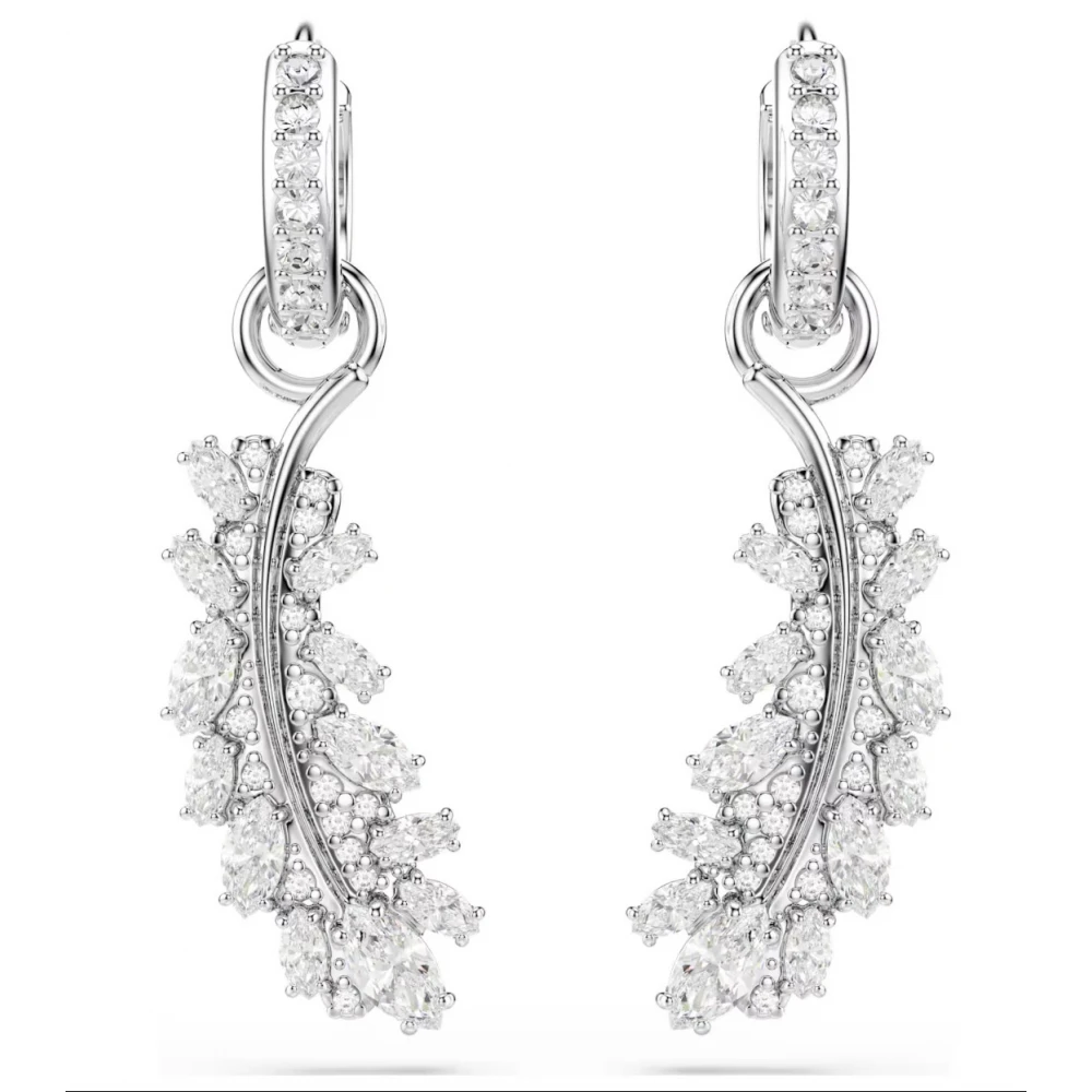 SWAROVSKI Σκουλαρίκια Vienna Μείξη κοπών, Φτερά, Λευκά, Επιμετάλλωση ροδίου 5754272