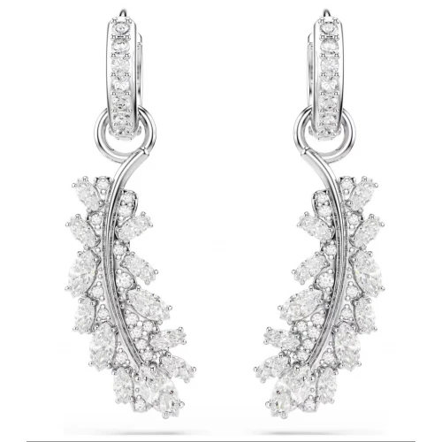 SWAROVSKI Σκουλαρίκια Vienna Μείξη κοπών, Φτερά, Λευκά, Επιμετάλλωση ροδίου 5754272