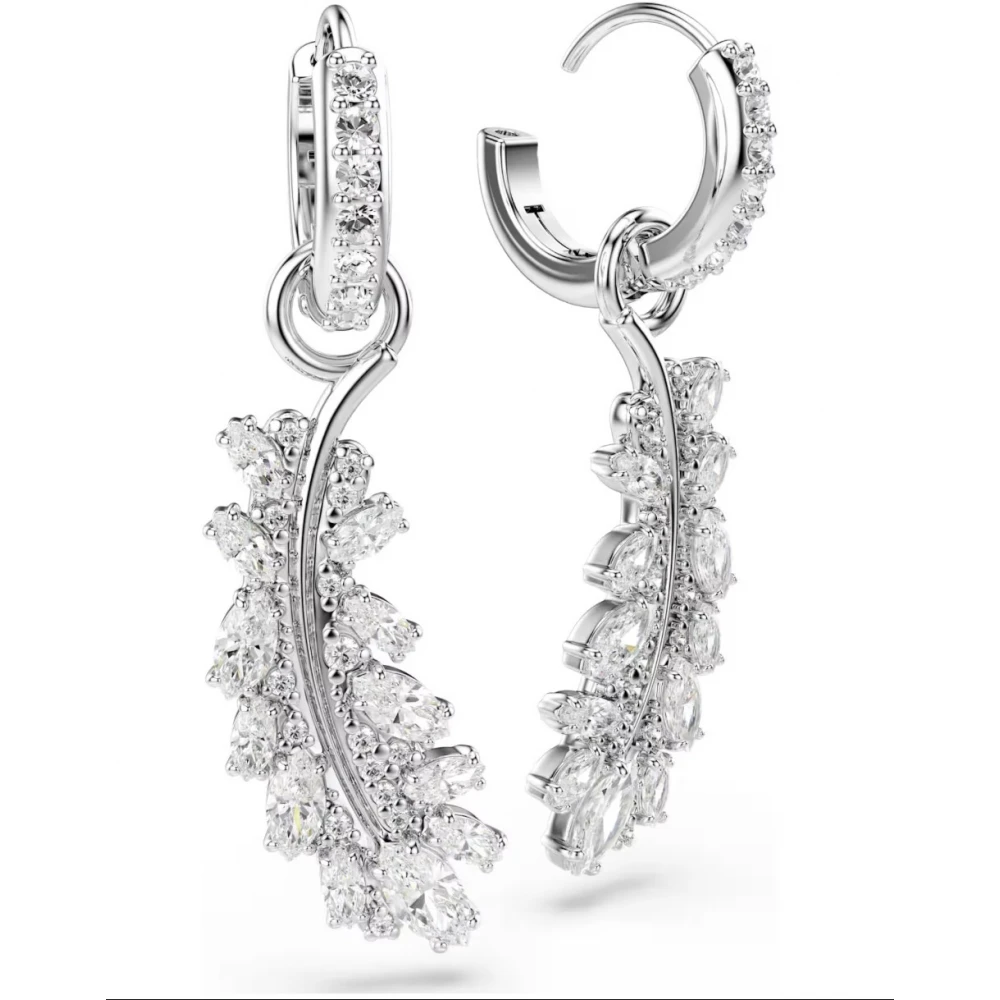 SWAROVSKI Σκουλαρίκια Vienna Μείξη κοπών, Φτερά, Λευκά, Επιμετάλλωση ροδίου 5754272