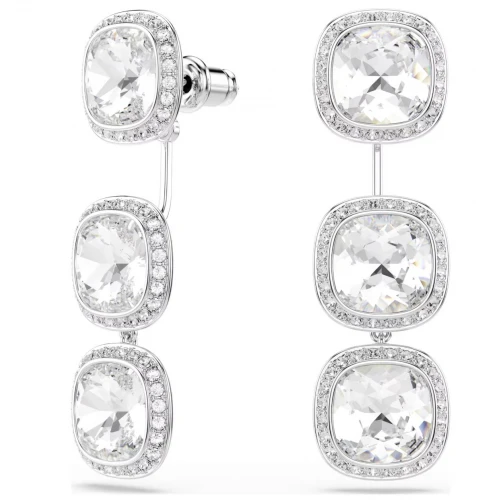 SWAROVSKI Σκουλαρίκια Una Angelic, Cushion κοπή, Λευκά, Επιμετάλλωση Ροδίου, 5754342
